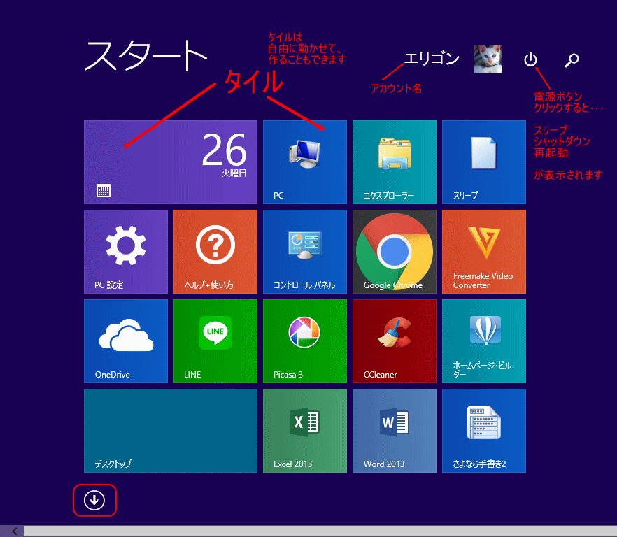Windows8スタート画面の図